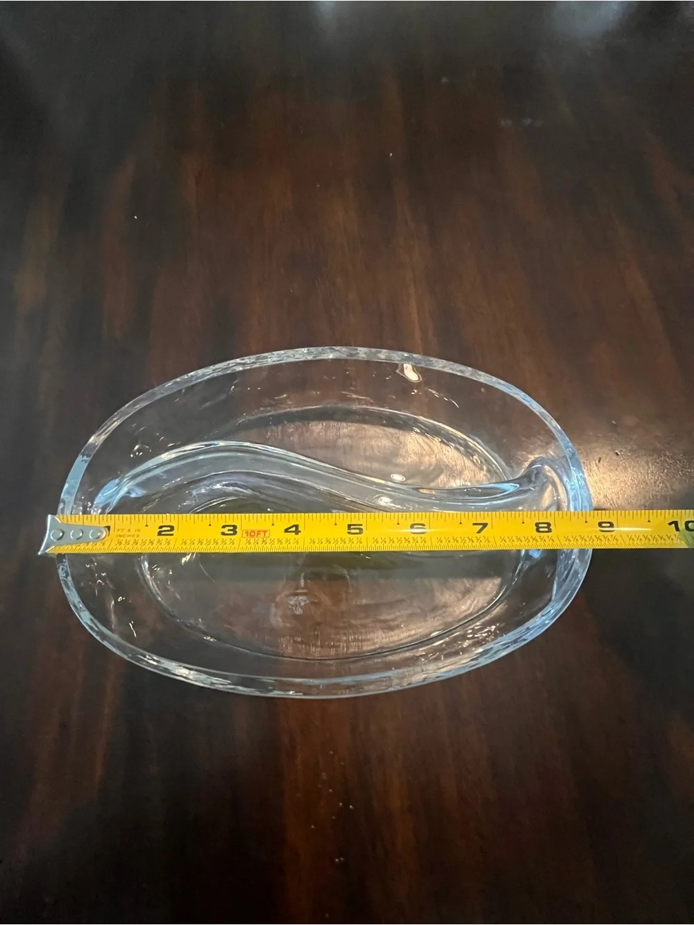 Clear Glass Decorative Dish with Curved Divider
